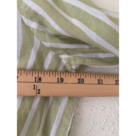 Lola River Green White Striped Button-Down Shirt With Tie-Front  Lightweight - Picture 9 of 14